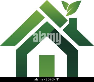 Green Eco House Flat Icon Isolated on White Background Stock Vector