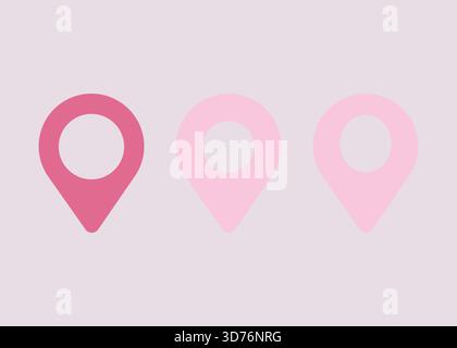 Pink Location Pin Icon Set Flat Vector Stock Vector