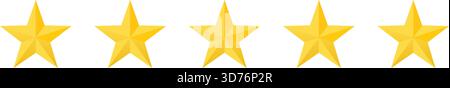 Five star rating banner isolated on white background Stock Vector