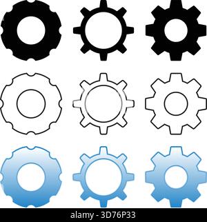 Gear icons set mechanical cogwheel engineering symbol collection Stock Vector