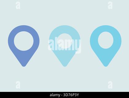 Blue location pin icons navigation map marker symbol set Stock Vector