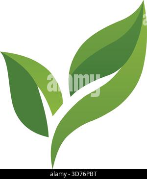 Green leaf eco icon vector nature sustainability symbol Stock Vector