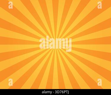 Orange sunburst background vector, retro radial rays abstract burst design Stock Vector