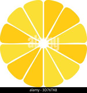 Orange Slice Vector Illustration – Fresh Citrus Fruit Segment in Flat Style, Healthy Vitamin C Food Icon for Nutrition, Juice, Kitchen Designs and Pac Stock Vector