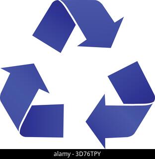 Blue Recycling Arrows Icon – Circular Eco Loop Symbol for Environmental Conservation, Waste Reduction, Reuse and Sustainability Concepts Stock Vector
