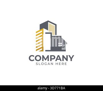 Modern real estate logo template with alphabet and building vector concept Stock Vector