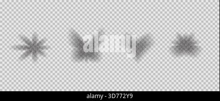Shadow spray noise gradient icon figures. Grain gradation flower and heart dot airbrush spray shapes. Butterfly form transition. Vector transparent do Stock Vector