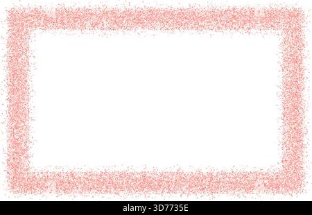 Rose gold horizontal rectangle frame. Stardust Christmas confetti border. Pink thin square text box. Spray paint geometric callout. Vector illustratio Stock Vector