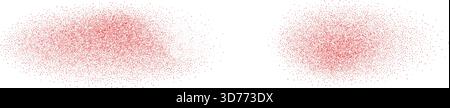 Noise gradation red peppers fly spots shapes set. Grainy texture paprika splash elements. Spray paint dotwork forms. Vector gritty wavy blob. Grunge f Stock Vector