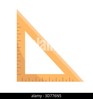 Triangular ruler tool. Geometry scale element. Education flat supply. Vector measurement instrument. Stock Vector