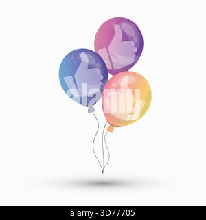 Colorful Thumbs Up Balloons Social Media Like Celebration Vector Illustration Stock Vector
