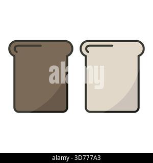 Sliced bread toast. Bakery food Vector. Two loaf slices. Light dark color. Stock Vector