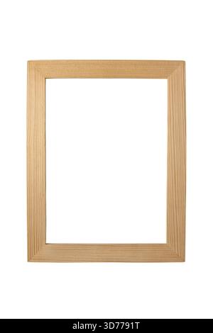 Minimalist light pine wood frame for artwork, posters or photos isolated on white. Ideal for Scandinavian and modern interior design mockup. Stock Photo