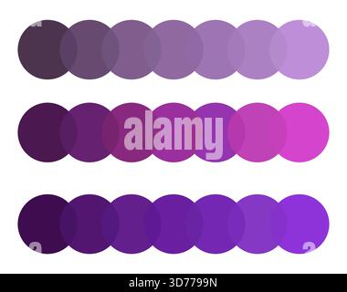 Purple horizontal palette. Gradient color shades. Rectangular form Vector. Rich tonal range. Stock Vector