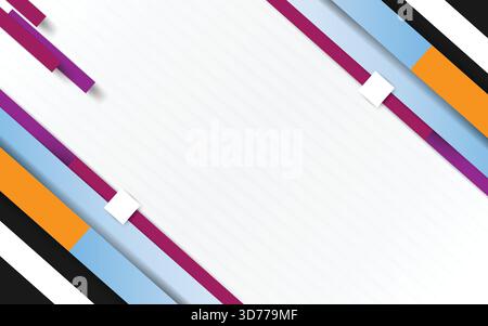 Dynamic Abstract Geometric White Background with Colorful Diagonal Stripes Stock Vector