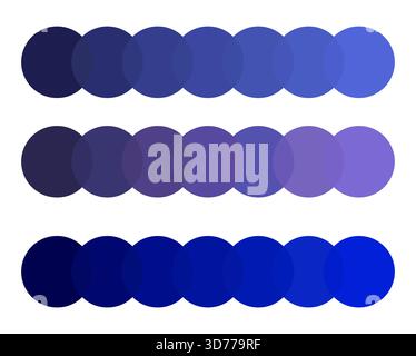 Blue purple palette. Gradient color shades. Horizontal bar Vector. Deep tonal range. Stock Vector