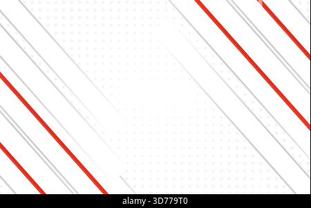 Elegant and Trendy White Abstract Background with Contrasting Red Oblique Lines and a Subtle Dotted Gradient, Providing a Sophisticated Universal Temp Stock Vector