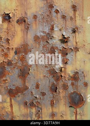 Close-up view of rusted metal surface showing oxidation and corrosion patterns Stock Photo