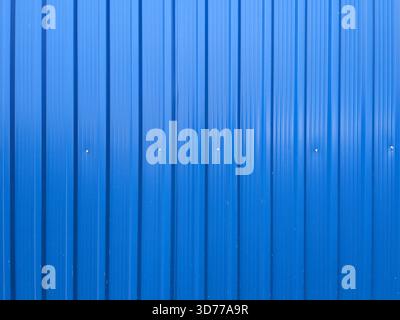 blue metal corrugated wall background Stock Photo