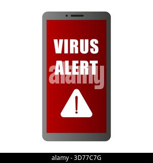 Virus alert phone. Mobile threat Vector. Malware infection icon. Security warning symbol. Stock Vector
