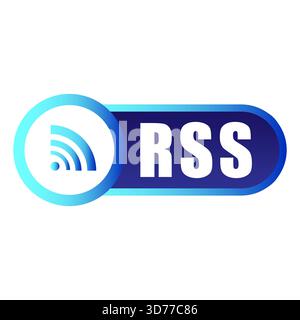 RSS wireless icon. Blue connection symbol. Feed button vector. Social media element. Stock Vector
