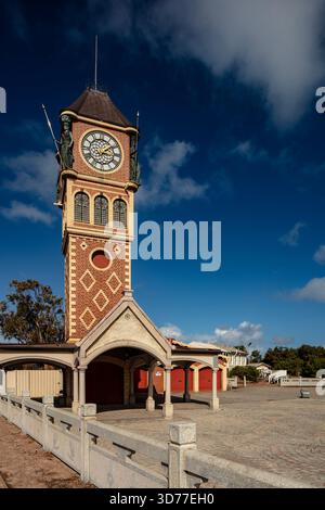 The striking Clock Tower Esperance, region of Western Australia, on the Southern Ocean coastline. Building, design, planning, construction, style, bold Stock Photo