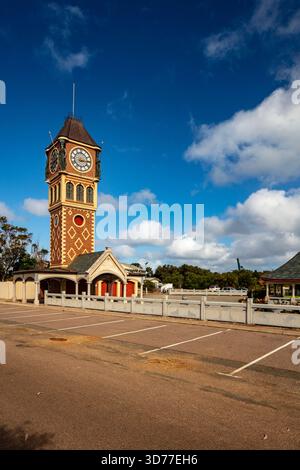 The striking Clock Tower Esperance, region of Western Australia, on the Southern Ocean coastline. Building, design, planning, construction, style, bold Stock Photo