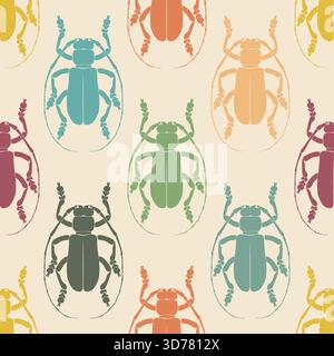 Insect seamless vector pattern. Entomology and insects colorful backdrop textile design for print, backgrounds Stock Vector