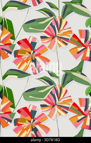 Decorative abstract flowers vector seamless pattern Stock Vector