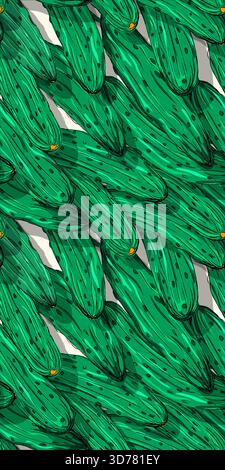 Fresh cucumbers vector seamless pattern Stock Vector