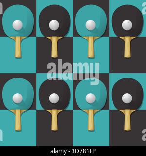 Ping Pong, table Tennis seamless vector pattern Stock Vector
