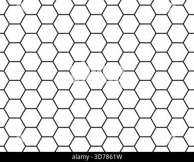 Hexagonal cell grid pattern, backdrop, wallpaper, apparel. Mosquito net, bee comb grid endless texture. Honeycomb mesh, fish net flat background Stock Vector