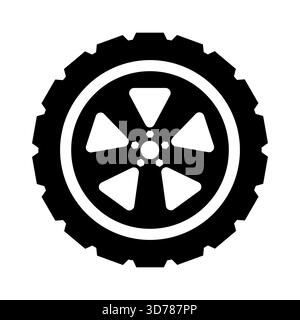 Car Tire with Alloy Wheel Illustration. Perfect for automotive themes, repair services, mechanics, racing graphics, logos and technical illustrations. Stock Vector