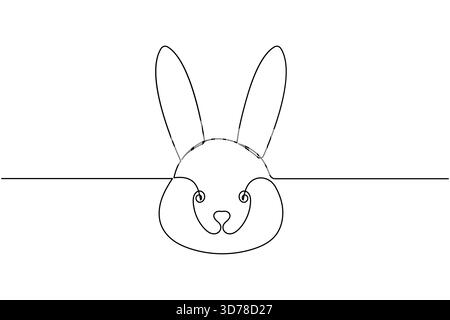 Rabbit one line drawing minimal continuous outline animal illustration Stock Vector