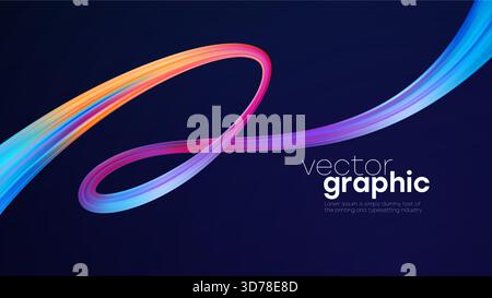 Vector Illustration Dynamic Color Ribbon Loop on Dark Background for Modern Graphic Design Creative Artwork Stock Vector