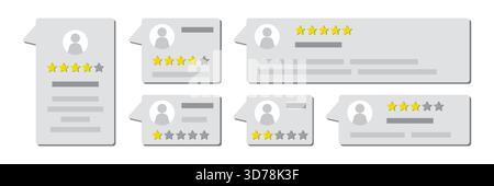 Set of positive, negative reviews. Testimonials template for web. Customer feedback. Grading system. Business quality work. Messages with abstract ava Stock Vector