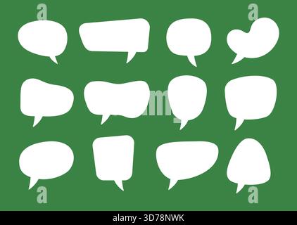 A collection of hand-drawn speech bubbles in various organic shapes designed for comics, dialogue boxes, stickers, social media graphics, and creative Stock Vector