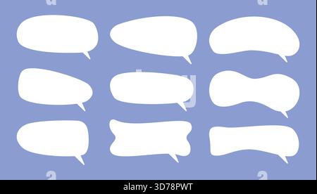 A collection of hand-drawn soft speech bubble shapes in a playful cartoon style. This vector set includes rounded comic dialog balloons, abstract mess Stock Vector