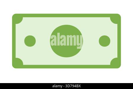 Blank cash money currency note template design in green color. Green currency bank note, cash and money symbol. Flat illustration Stock Vector