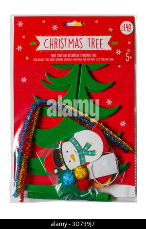 Christmas Tree kit to make your own decorative Christmas Tree isolated on white background Stock Photo