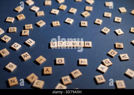 Education concept. Among the wooden letters is a sign with the ...