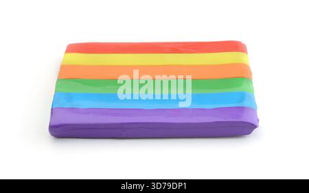 Set of multi-colored plasticine sticks isolated on white. Stock Photo