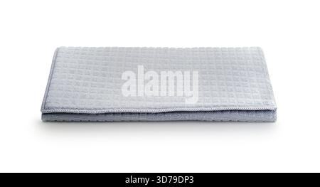 Textile gray mat for dishes isolated on white. Stock Photo