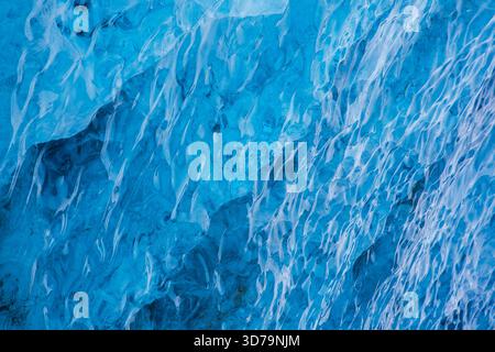 Close-up of compressed, smooth melting blue ice structure inside glacier, Spitsbergen / Svalbard, Norway Stock Photo