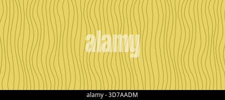 Wavy stripes pattern with hand drawn pencil like lines in muted yellow tones. Wavy groovy line background with soft textured flow. Great for fabric Stock Vector