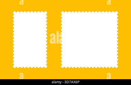 Postage stamp template frames set. Empty borders, backdrops for letters, postcards. Blank circle, rectangular vintage stamp. Tags, labels, coupons Stock Vector