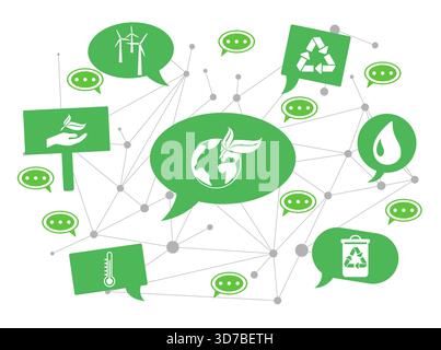 Concept of ecology with icons on speech bubbles Stock Photo