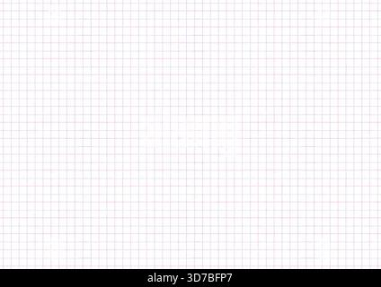 Squared math school notebook textured grid paper pattern. Abstract empty blank horizontal background. White color grunge texture. Copy space. Stock Photo
