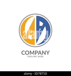 Modern geometric logo featuring intertwined abstract letters A and A in a circular shape, presented with company text below Ideal for branding and cor Stock Vector