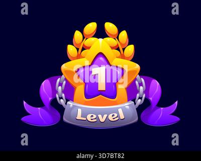 Level up game achievement rank and rate icons featuring metal shields ...